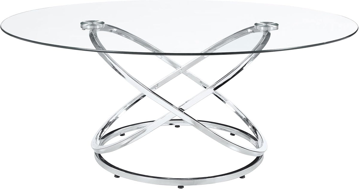 Coaster Home Furnishings - Warren - 3-Piece Coffee Table Set with Clear Glass Oval Tops, Metal Frame with Intertwined Ring Design - Living Room - Chrome - 722373