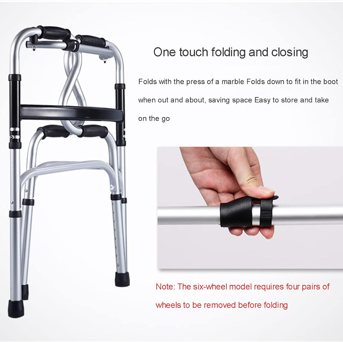 for Seniors Lightweight for Seniors Rollator Walker for Elderly Adjustable Disability Aids Space Saver Walker (A-D