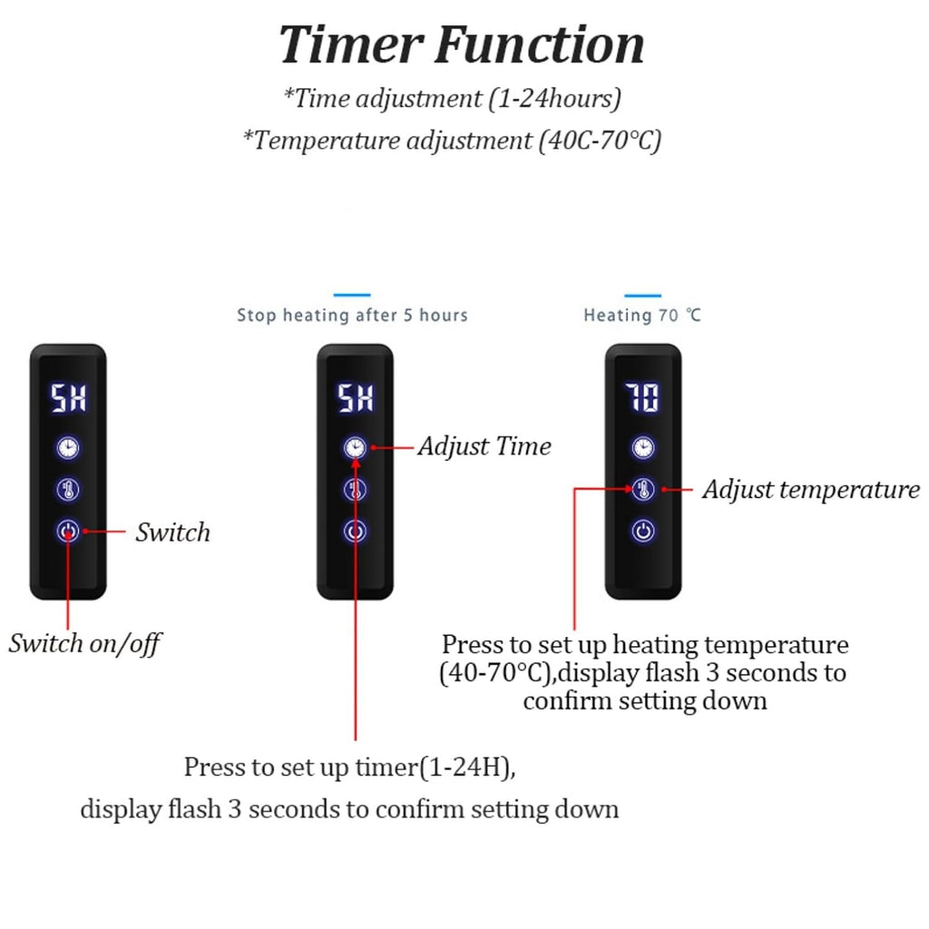 14-Bar Towel Warmer, Wall Mounted Bath Towel Heater, Clothes Airer Dryer, LED Display Panel, Built-in Timer, Adjust Temperature, Hot Towel Warmer Rack for Bathroom Hotel(Black,B)