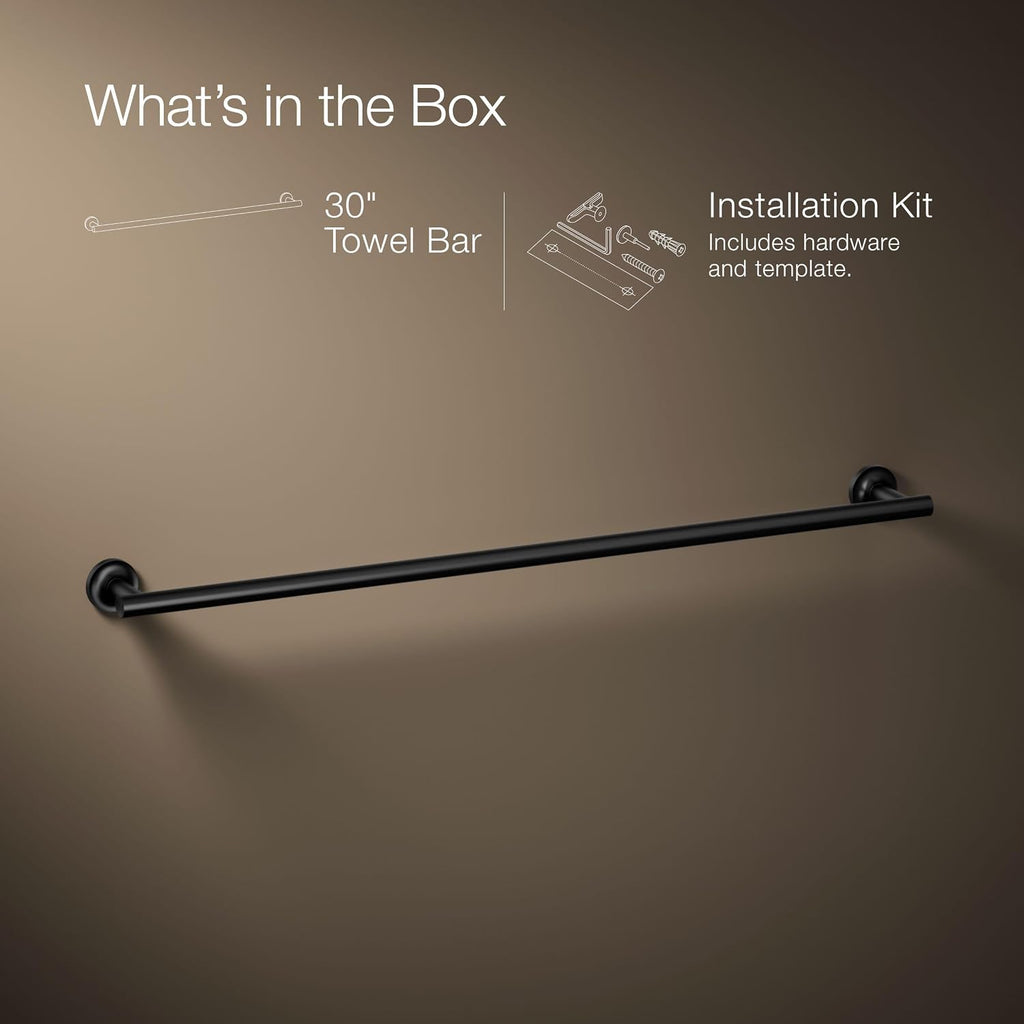 Kohler 14437-BL Purist® 30' Towel bar, Matte Black