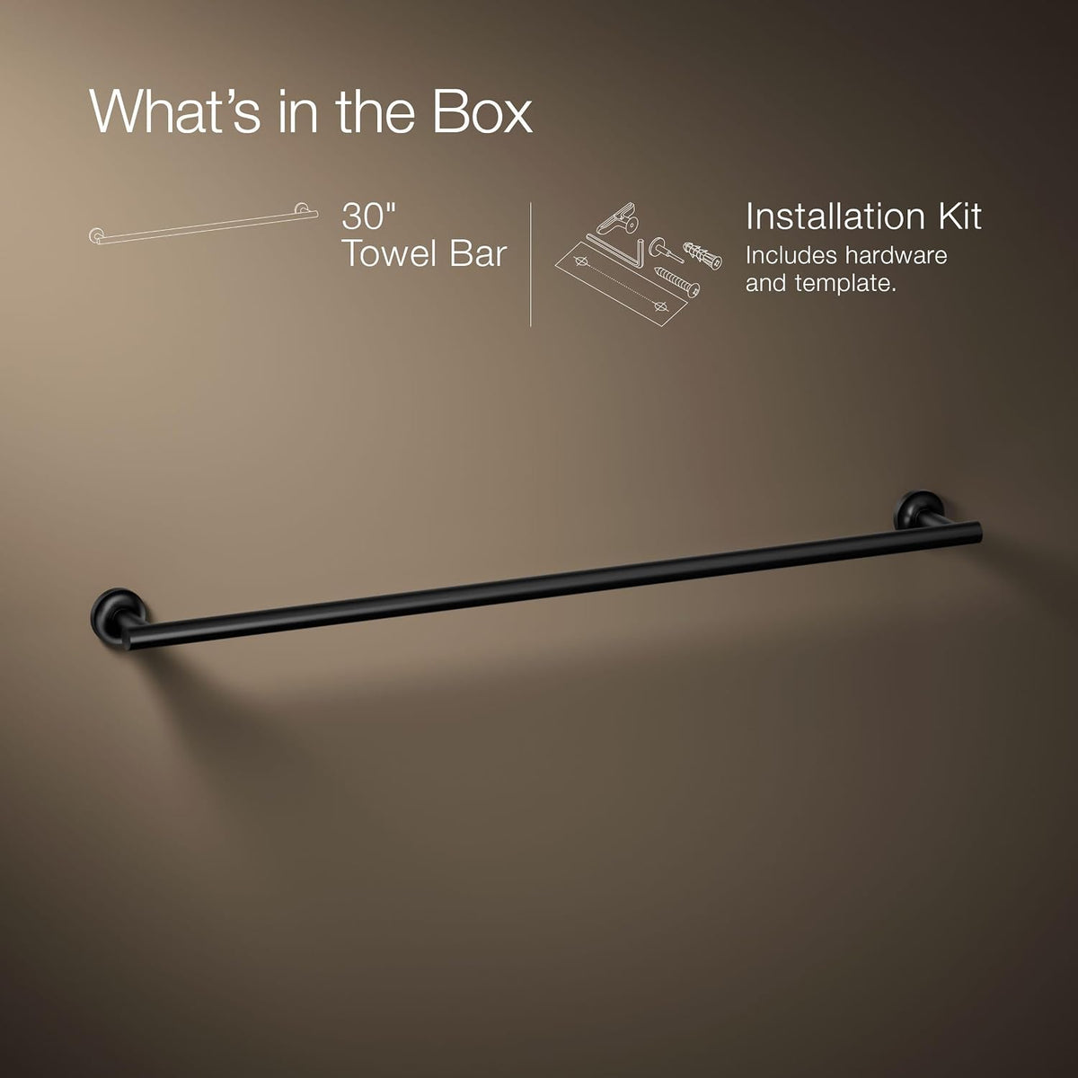 Kohler 14437-BL Purist® 30' Towel bar, Matte Black