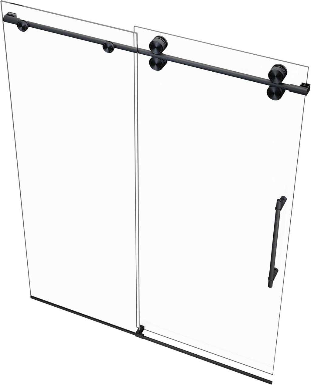 Montage 57.25-59' W x 78' H Euroglide Frameless Shower Door with 3/8' Clear Tempered Glass (Matte Black)