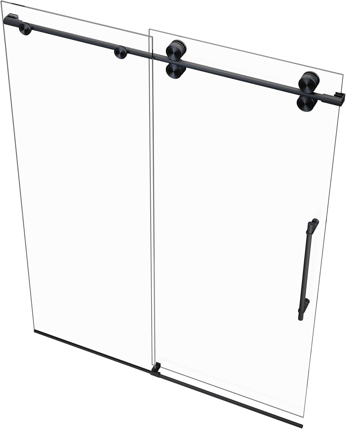 Montage 57.25-59' W x 78' H Euroglide Frameless Shower Door with 3/8' Clear Tempered Glass (Matte Black)