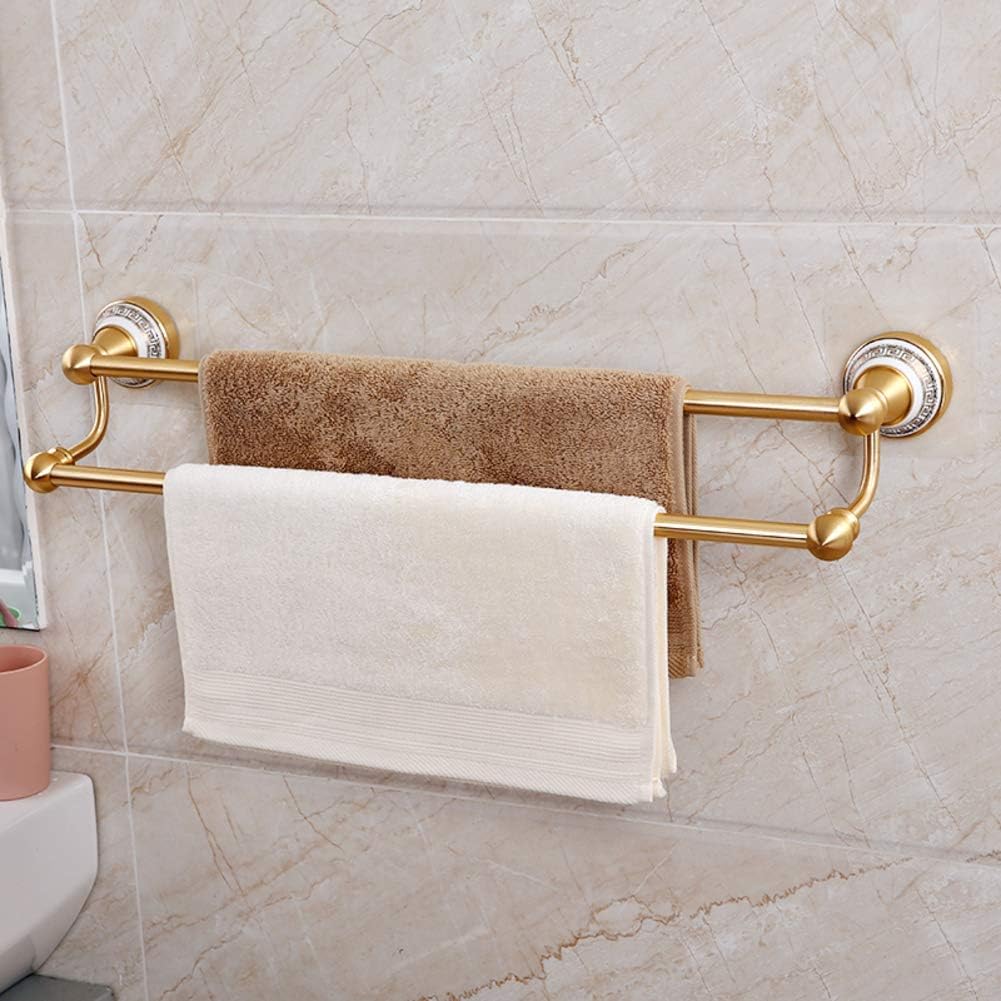 BTZHY Towel Rack Towel Rack Double Pole Towel Rack,Punch-Free Towel Bar,Bathroom Suction Cup Towel Holder Space Aluminum Towel Shelf/A/57Cm Bathroom Hardware/a/57Cm The New