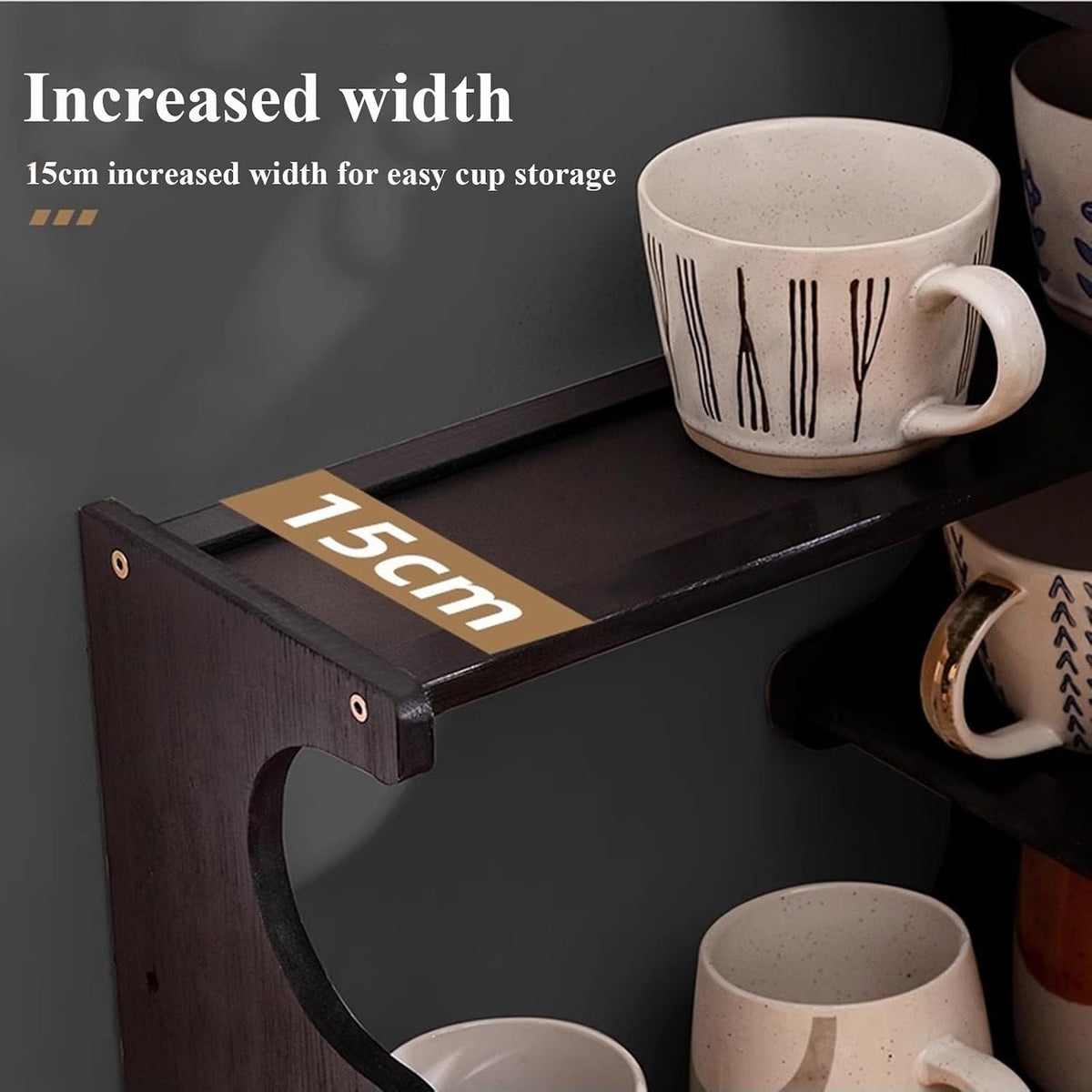 Countertop Organizer Corner Shelf Unit Kitchen Wooden Counter Shelving Organiser Stackable Expandable Corner Spice Rack(Walnut)
