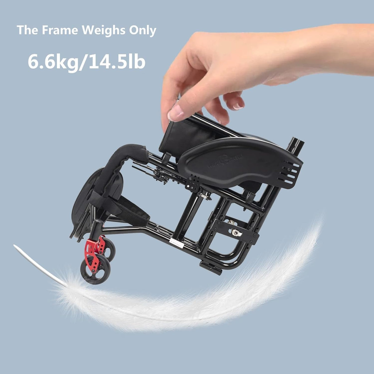 Lightweight Sports Wheelchair Foldable,Folding Transport Wheelchair,Adult Lightweight Wheelchair,Aluminum Alloy Wheelchair,Anti-Tip Wheels,Handbrakes,Quick Release Rear Wheels(14.1in/36cm)