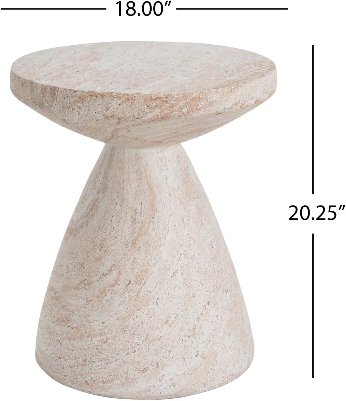 KEVINSPACE Small Side Coffee Table Outdoor MGO Round End Living Room Accent Sofa Bedside Couch Table Bedroom Apartment Indoor 18' W x20.25 H Beige Concrete