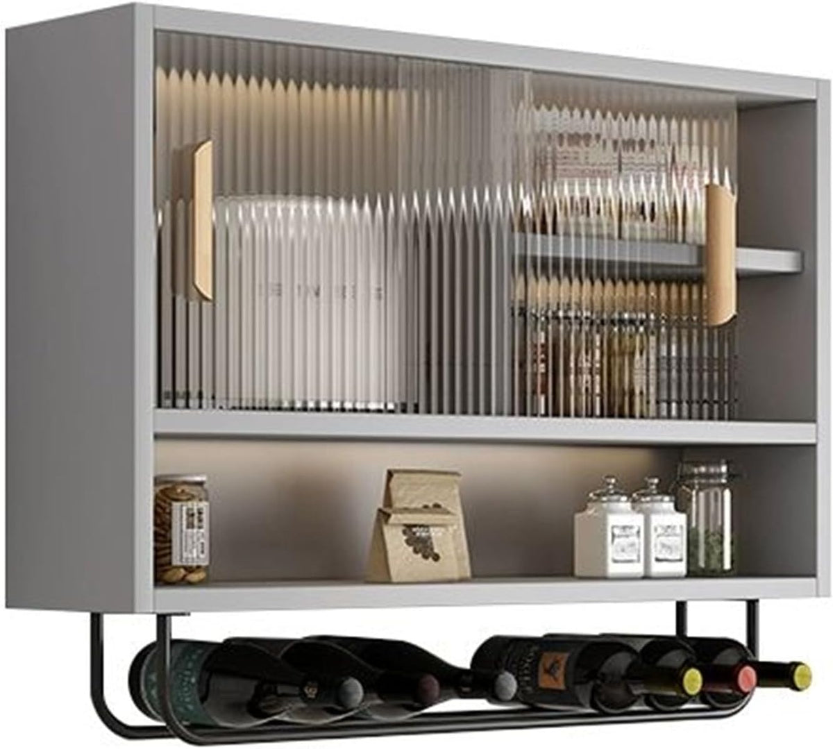 Large Kitchen Wall Cabinet,Wooden Wall Mounted Storage Cabinet with 2 Sliding Glass Door and Towel Bar,Modern Medicine Cabinet for Bathroom Laundry Room Kitchen(31.5 * 9.06 * 19.69in, C)