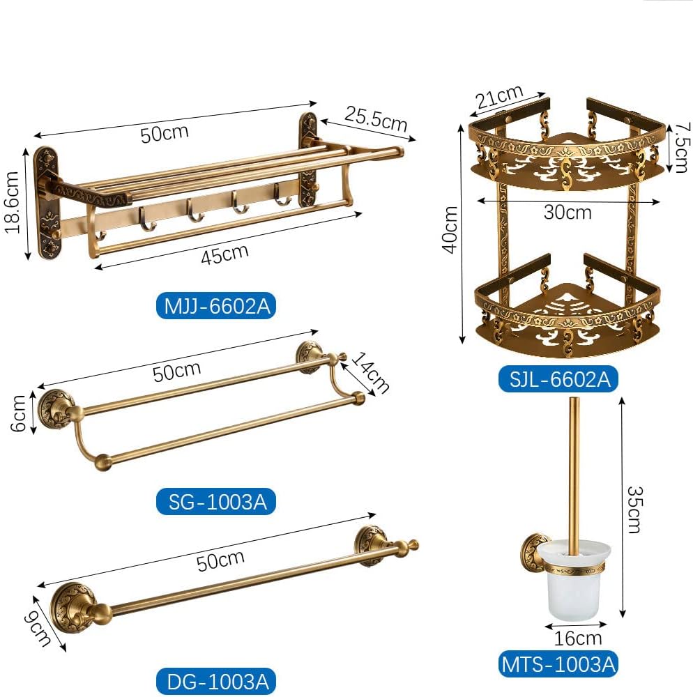 Bathroom Accessories Antique Brass Towel Bar Cup Holders Roll Paper Holder Soap Dish Hairdryer Rack,CZJ,1003A (Sg 1003a)