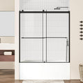 Bathbliss 60' Wx60 H Shower Door, Sliding Shower Door for Bathtub, 5/16' (8mm) Tempered Glass Shower Door with Towel Holder and Soft-Close Silent Rollers, Matte Black