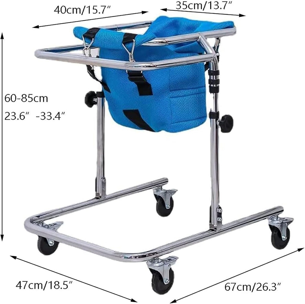 Walking Aid with Seat Wheel, Adjustable Height Walker, for Kids Cerebral Palsy Disability Rehabilitation Auxiliary Walking Frame(Brown)