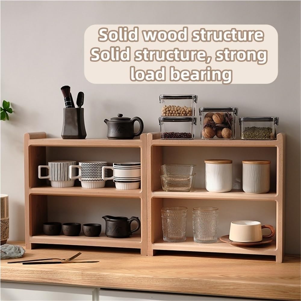 Solid Wood Coffee Cup Display Shelf, Multi-Layer Coffee Mug Holder, Countertop Station Wooden Mug Cup Rack, Desktop Storage Rack for Kitchen, Dining Room, Coffee Bar(Large)
