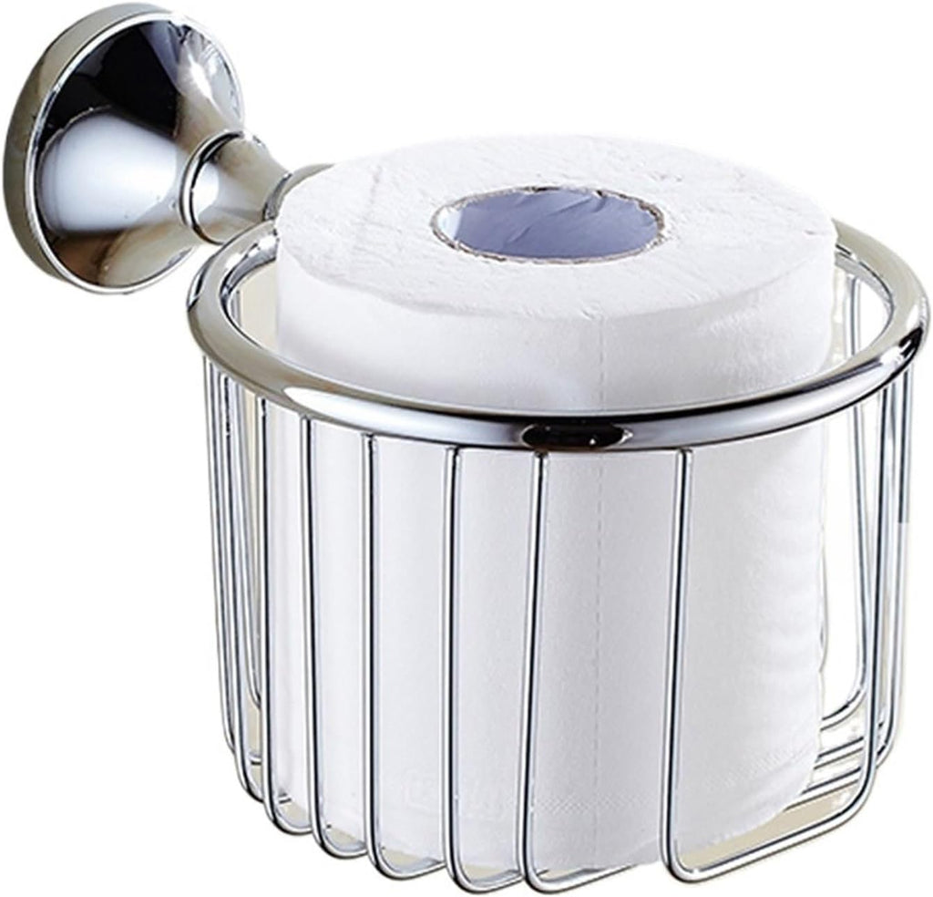Polished Chrome Wall Mounted Bathroom Accessories Set Towel Bar Soap Dish Robe Hook Toilet Paper Holder Toothbrush(Toilet Paper Basket)