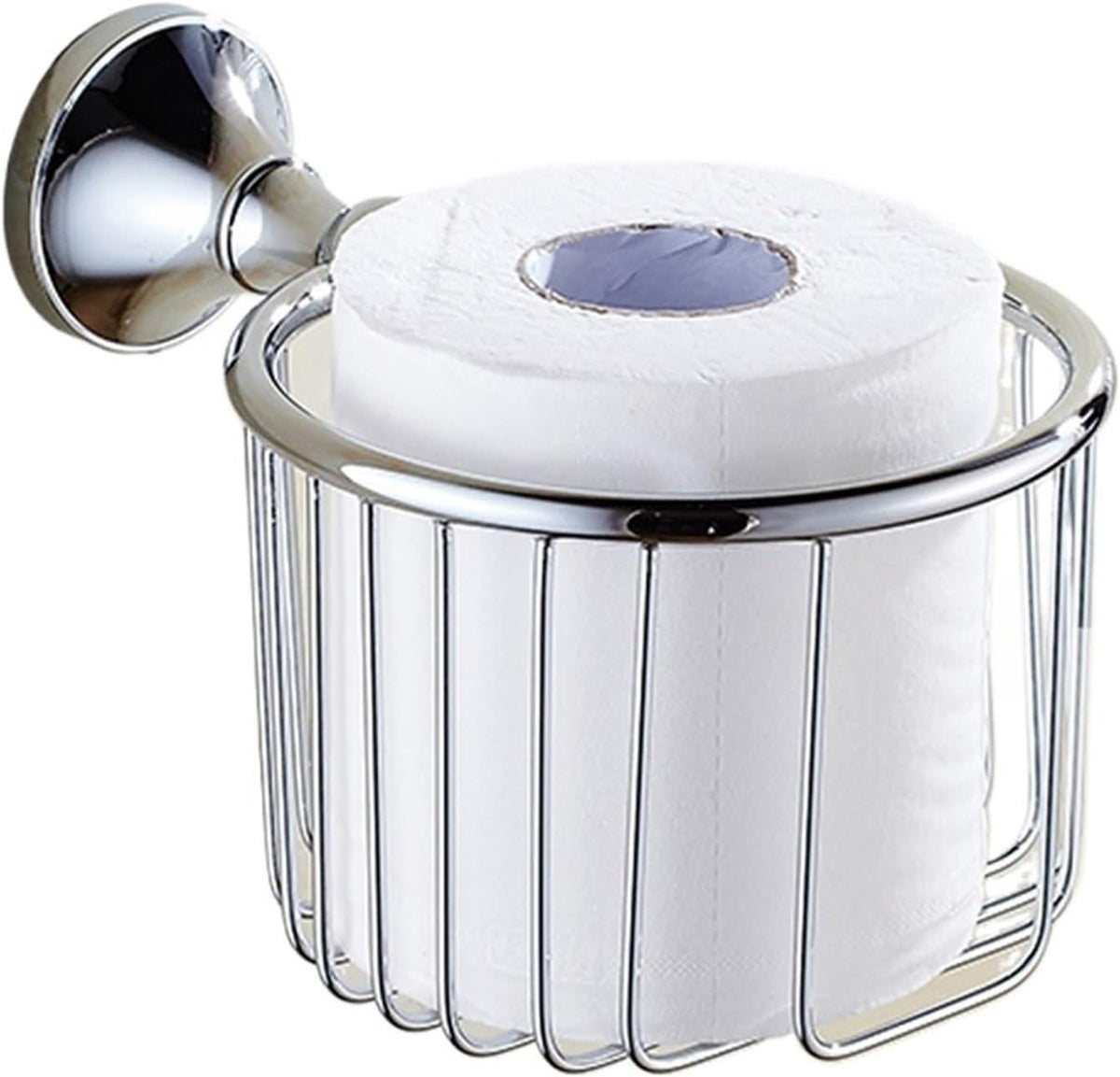 Polished Chrome Wall Mounted Bathroom Accessories Set Towel Bar Soap Dish Robe Hook Toilet Paper Holder Toothbrush(Toilet Paper Basket)