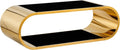 Luxrious Gold Coffee Table with Black Glass Top Living Room Tea Table with Gold Stainless Steel Base,57'