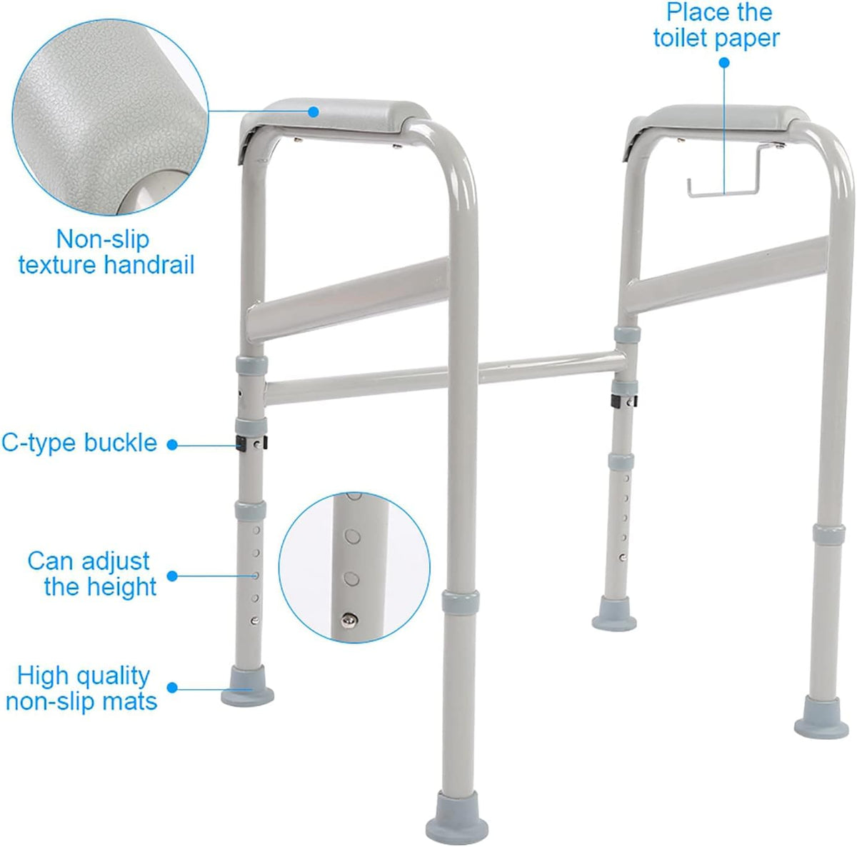 Hand Rail Disabled G Aid Disability Support Toilet Bar Bath Bathroom with Textured Armrests and Highquality Nonslip Leg Covers Hand HandicapHand RailDisabled Grab Hand
