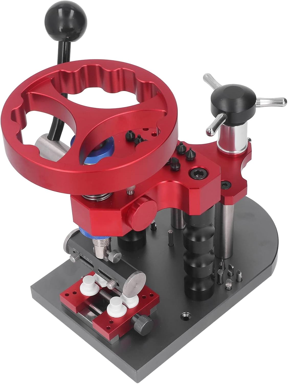 Hilitand Watch Capping Machine Professional, Adjustable Back Cover Closing Press for Repair Shops and Watchmakers Alloy Steel 12 Claws Large Turntable Multi Mold Kit