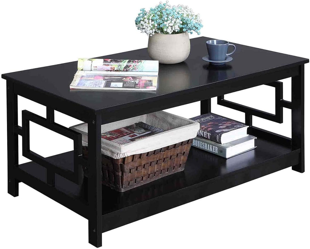 Convenience Concepts Town Square Coffee Table with Shelf, Black
