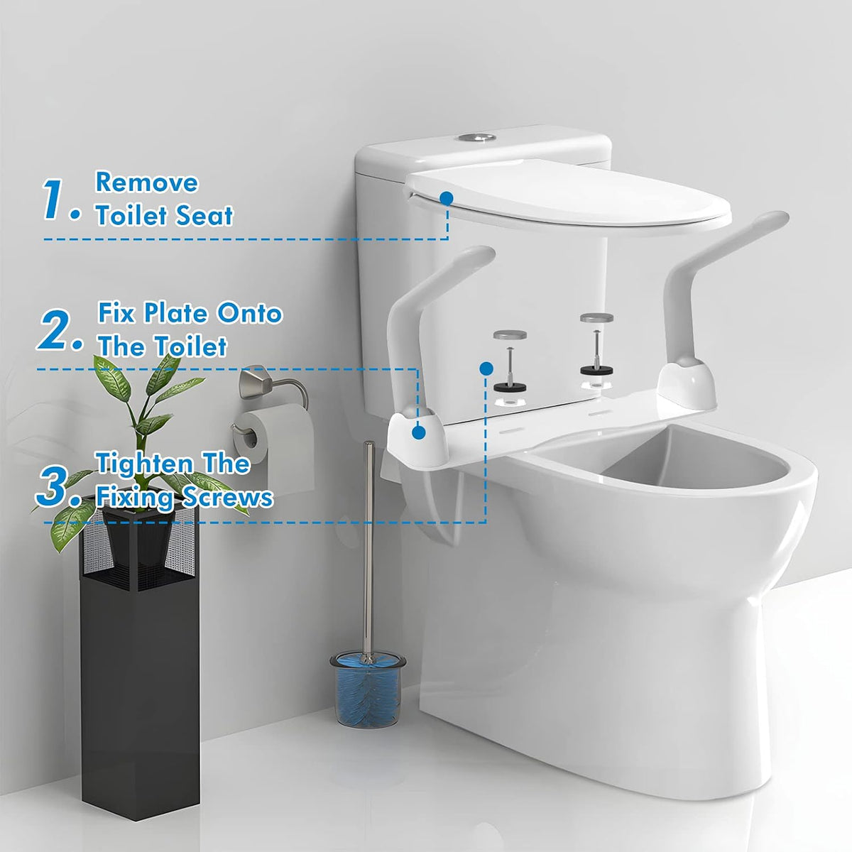Toilet Safety Rail, Heavy Duty Foldable Toilet Handrail, Aluminum Alloy Support Up to 480LBS Perfect for Elderly Senior Handicap Pregnant