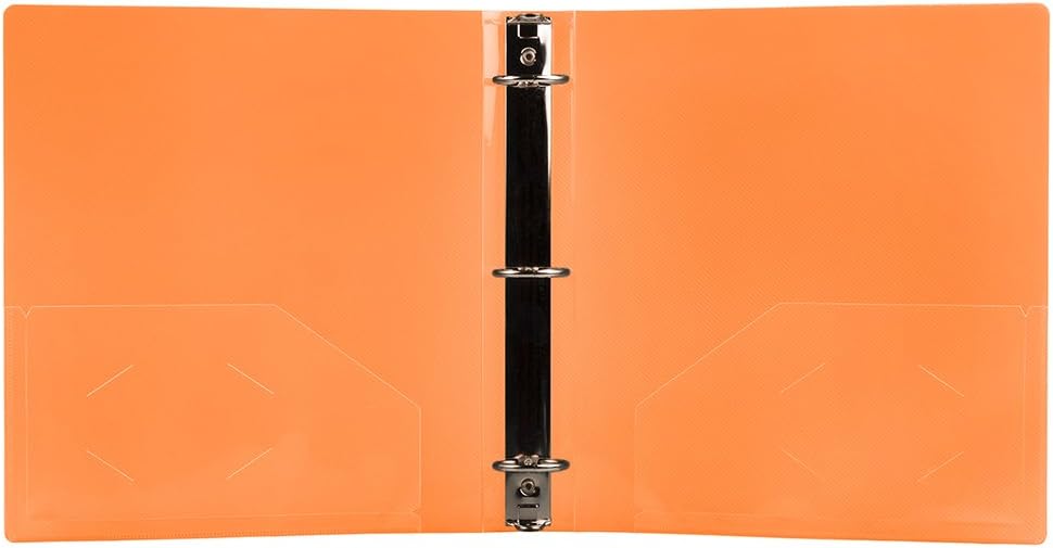 JAM PAPER Plastic 1.5 inch Binders - Orange 3 Ring Binder - Bulk 20/Pack