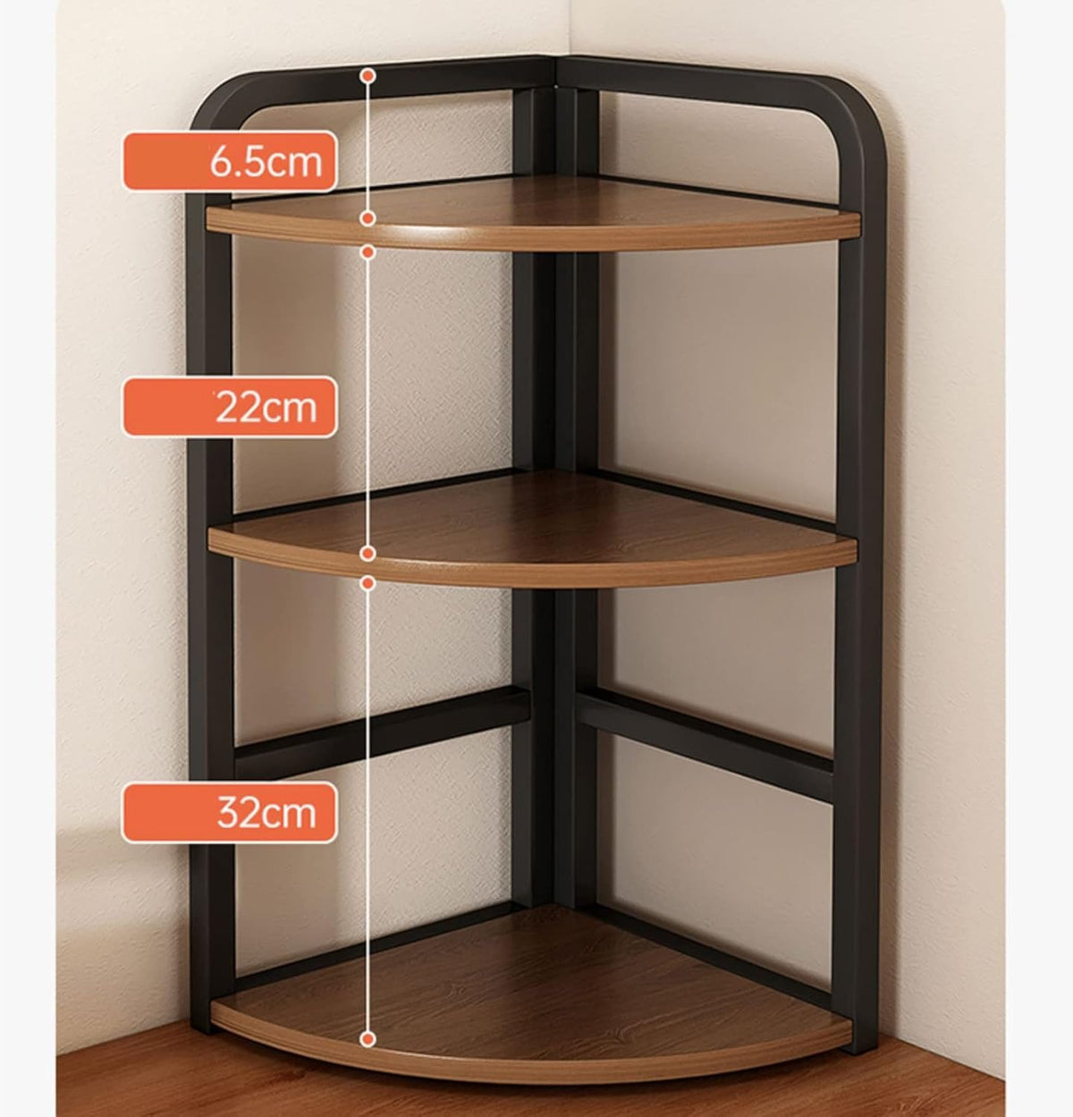 Bookshelf 3-Tier Corner Shelf Bookshelf White Countertop Storage Organizer Display Shelves for Kitchen Bathroom Office, Space Saving Standing Shelving Unit Big Bookshelf