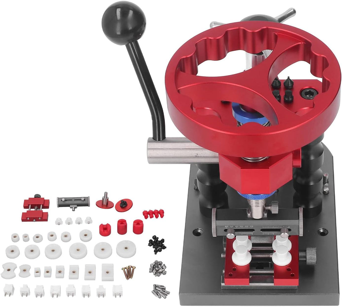 Hilitand Watch Capping Machine Professional, Adjustable Back Cover Closing Press for Repair Shops and Watchmakers Alloy Steel 12 Claws Large Turntable Multi Mold Kit