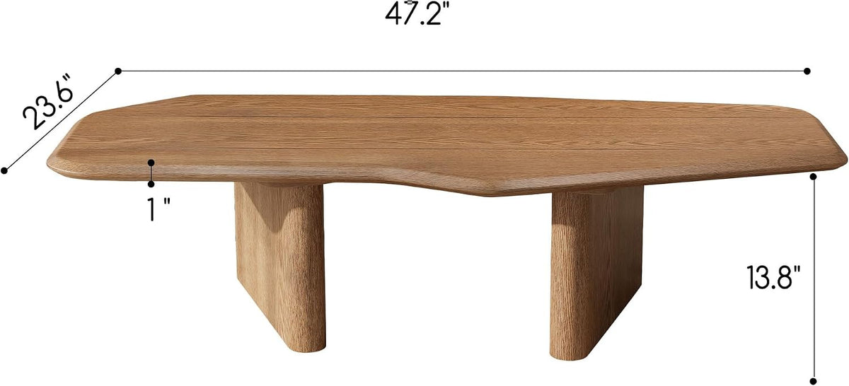 Modern Coffee Table, Small Coffee Tables for Living Room Wood Top Wooden Center Wooden Table Farmhouse Mid-Century Unique Easy Assembly for Living Room & Bedroom,Office, 47.2' W x13.8 H