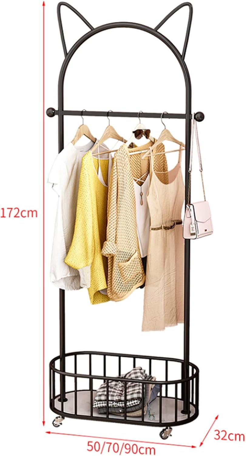 Adjustable Garment Rack Clothes Hat Rack Hanging Clothes Rack with Wheels Removable Flooring Clothes Hat Rack Home Living Room Bedroom Storage Modern Simple Clothes Hat Rack Standing Hanger ( Color :