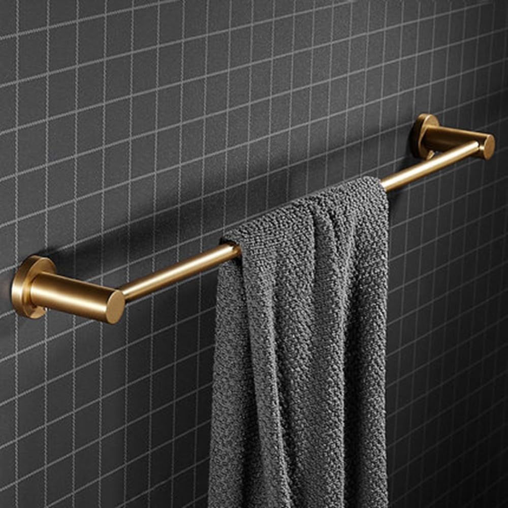 Bathroom Accessories Set Brushed Gold Brass Towel Ring/Rack Paper/Toilet Brush/Hair Dryer Holder Hooks Coner Shelf Bath Hardware,Single Towel Bar
