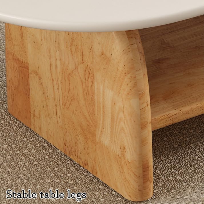 Oak Oval Coffee Table,mid Century Modern Center Table for Living Room,Solid Wood Tea Cocktail Table for Home Office(39.3' D x 19.6' W x 15.7' H, Wood)