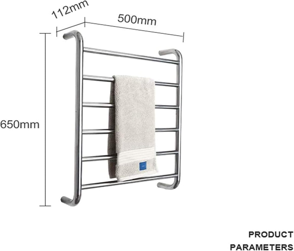 Heated Towel Rail Bathroom Wall Heater Electric Towel Warmer, 6 Bars Towel Dryer Wall-Mounted Bright Light Bath Towel Heater - Stainless Steel