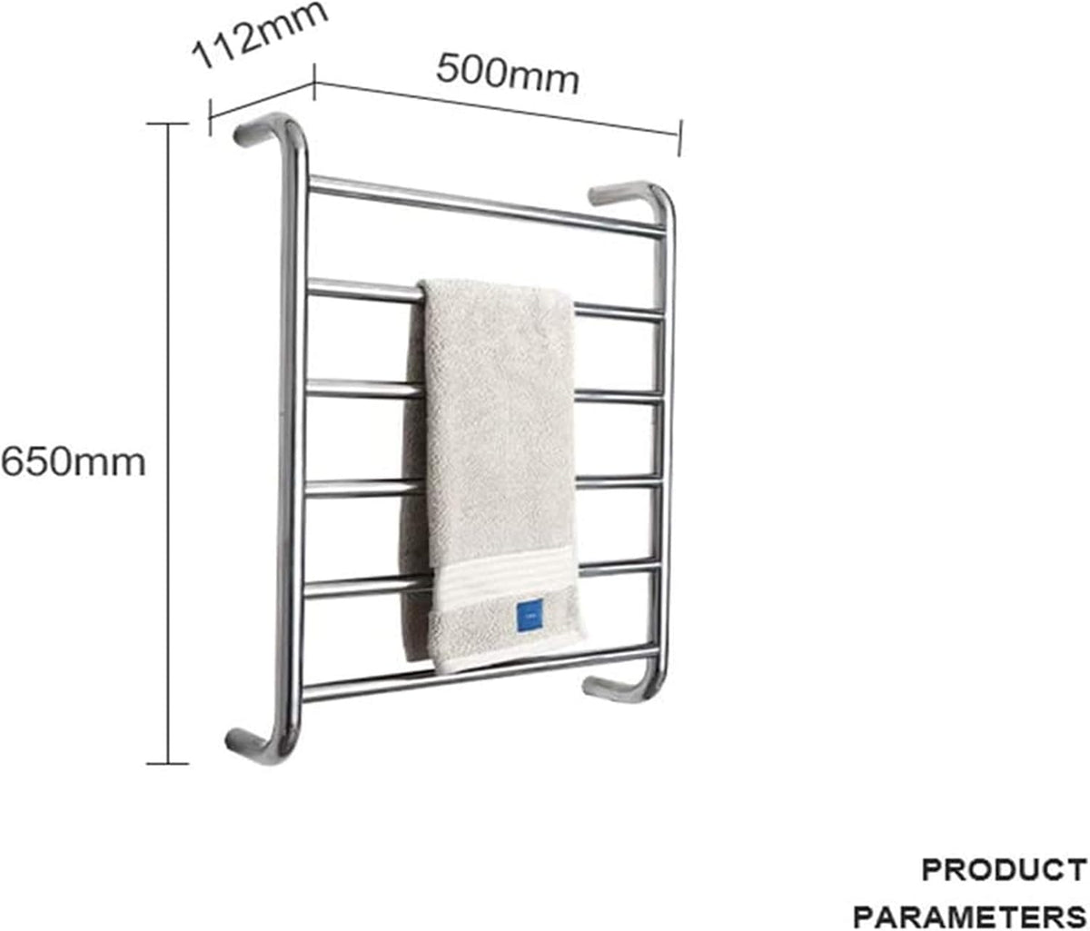 Heated Towel Rail Bathroom Wall Heater Electric Towel Warmer, 6 Bars Towel Dryer Wall-Mounted Bright Light Bath Towel Heater - Stainless Steel