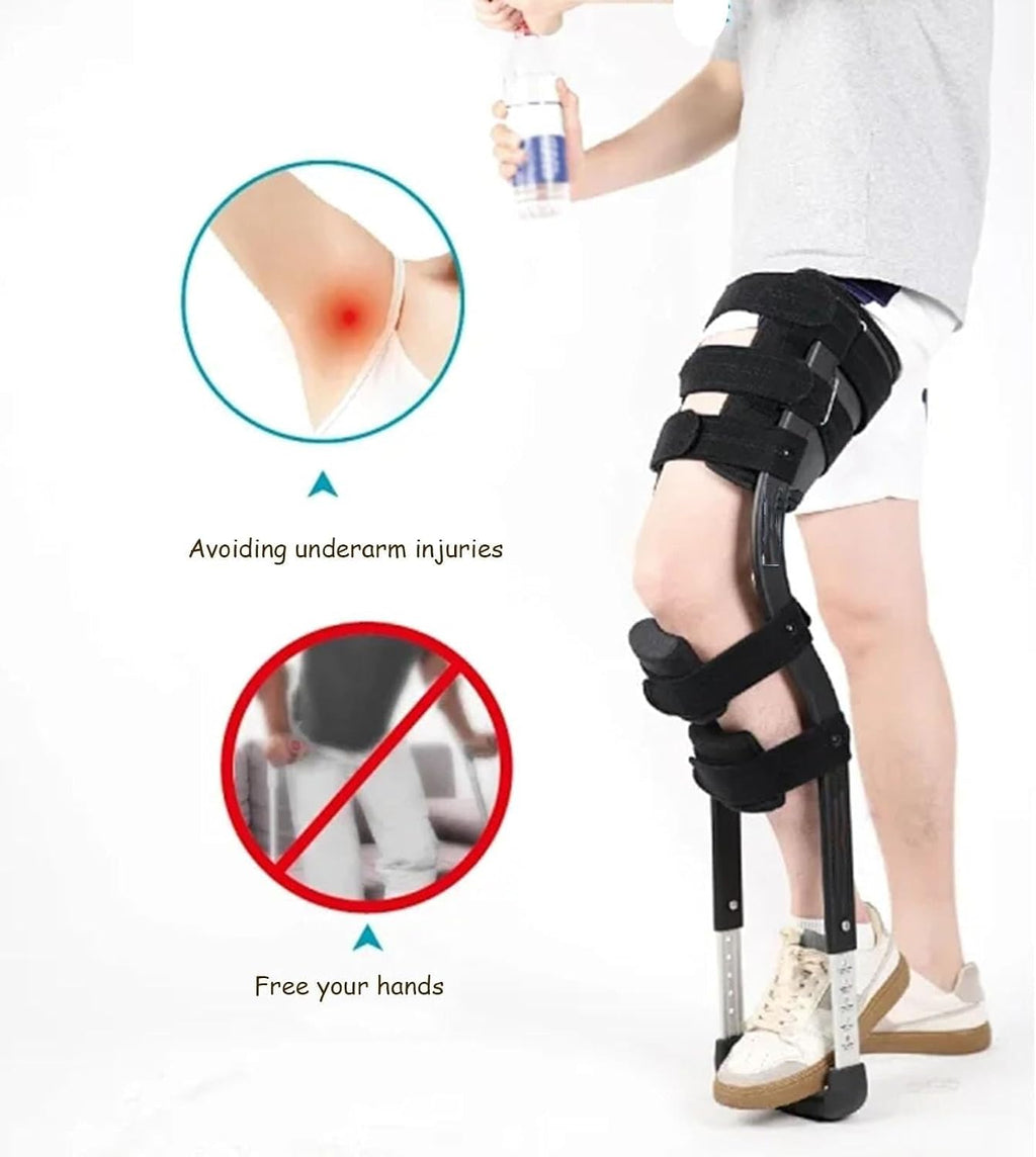 FoRes Walking Support Single Leg Alternative to Crutches Telescopic Pain Free Knee Crutch Walker Hands Free Crutch Knee for Disability Elderly Injury Ankle Fracture