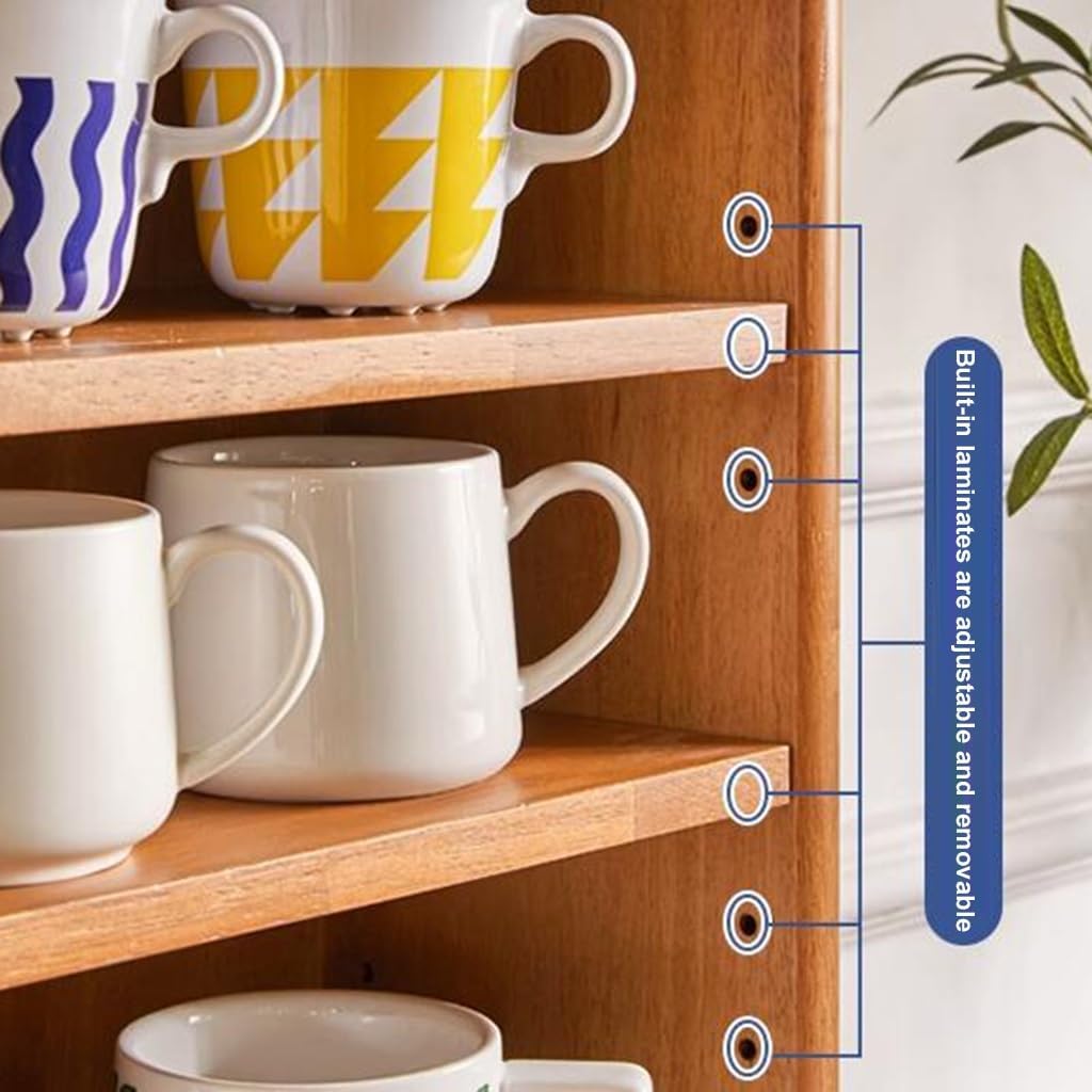 4 Tier Wooden Coffee Tabletop Rack Mug Rack Kitchen Spice Rack Adjustable Corner Shelf For Bathroom Counter Cosmetic Storage Spice Organization And Storage, 55*18*48.5cm, Brown