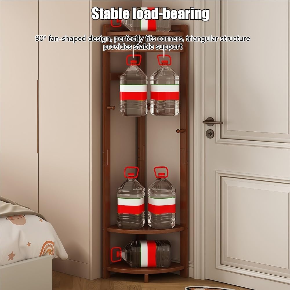 Corner Clothes Rack with Laundry Basket, Freestanding Coat Rack with Hooks, Wooden Corner Hall Tree with Storage Shelf for Bedroom, Entryway, Small Spaces(Natural)