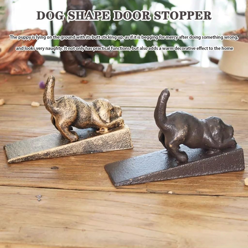 Door Stop Stopper Holder Cast Iron Dog,Rustic Vintage Style Animal Statue