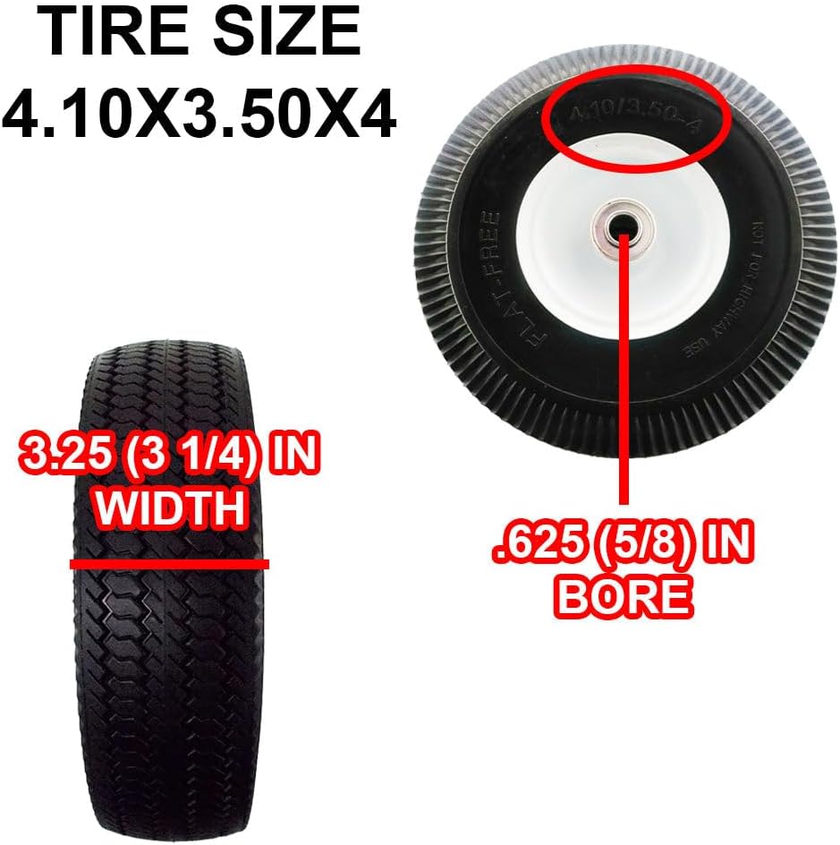 Proven Part 3-Pack Wheel Assembly No Flat 4.10X3.5-4 Fits Little Wonder Front Tire