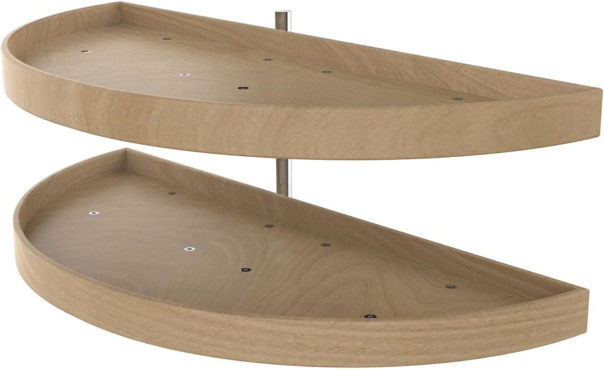 Rev-A-Shelf 38' Dual Shelf Half Moon Lazy Susan Organizer for Diagonal Blind Corner Kitchen Cabinets, Pullout Turntable Trays, Wood, 4WLS882-38-570