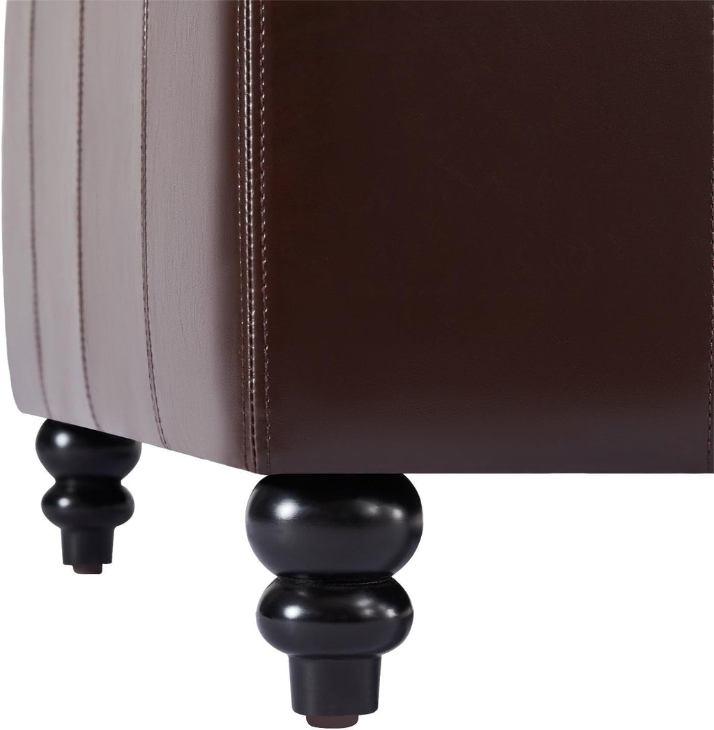 HUIMO Square Leather Storage Ottoman,Ottoman Coffee Table with Storage for Living Room (Brown)