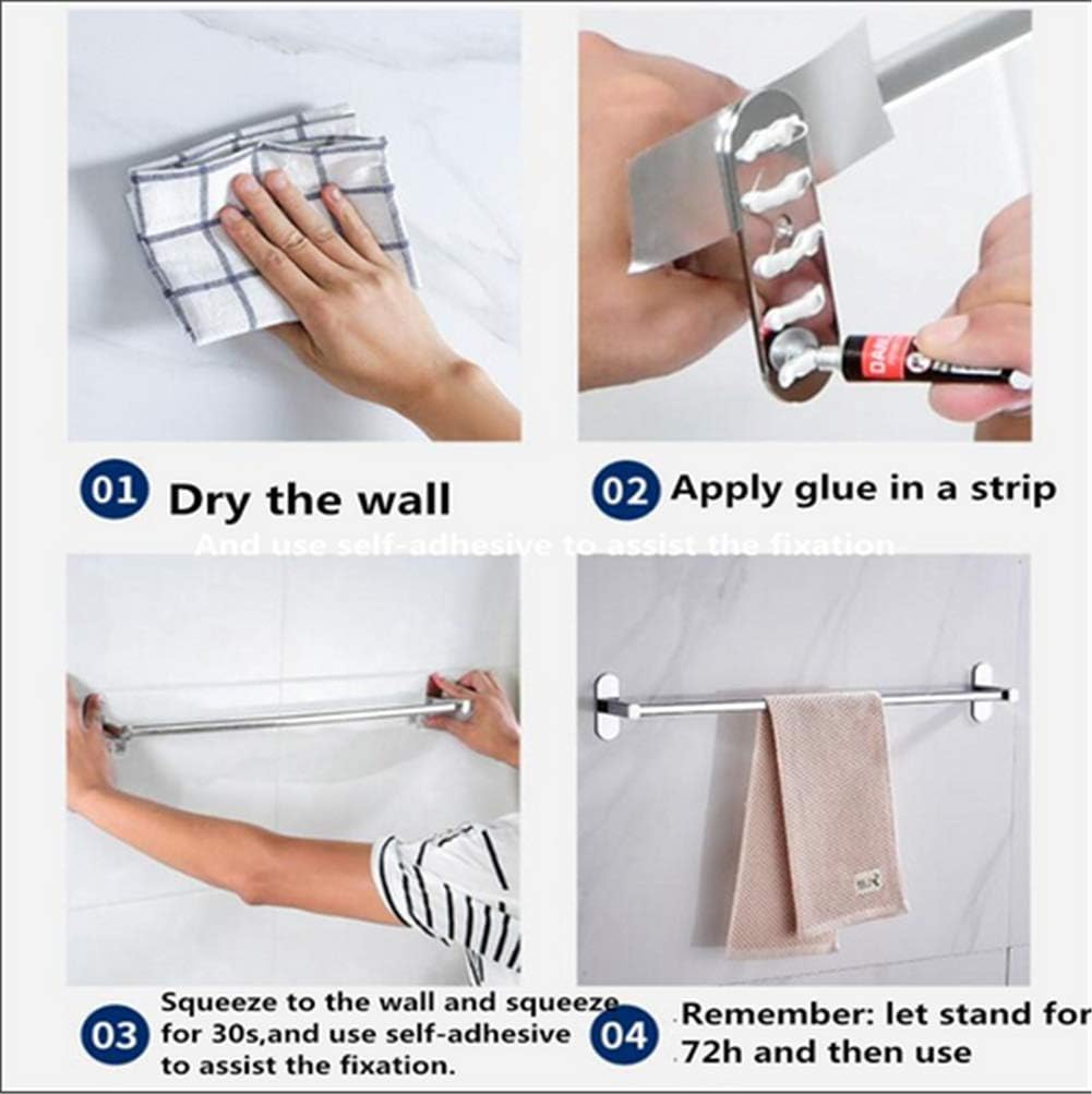 Towel Rack,Punch-Free Single Pole Suction Cup Towel Bar,Bathroom Wire Drawing Process Wall Mount 35Cm/E Bathroom (Grigio)