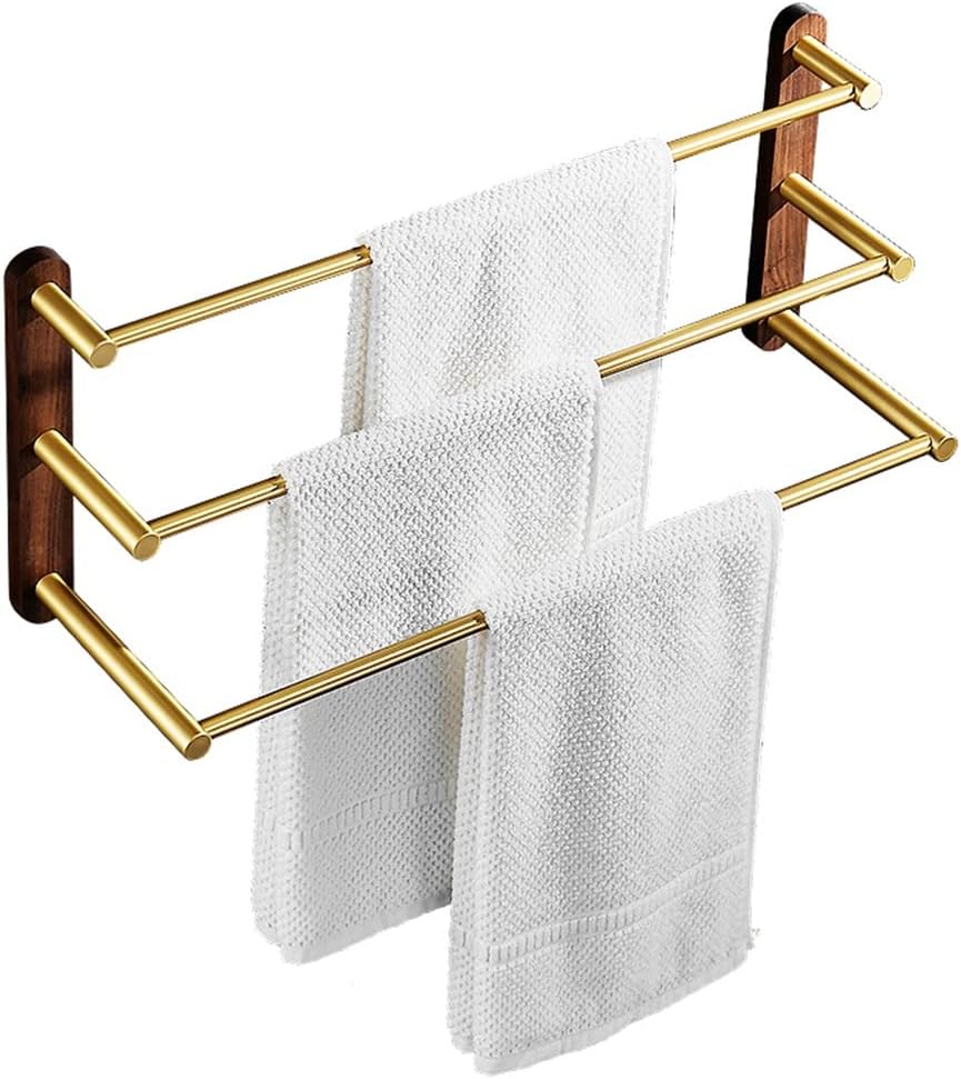 Bathroom Aluminum Towel Rack Wall-Mounted 30/40/50 Cm Towel Rack Wooden Towel Bar Bathroom Accessories (A 30CM)