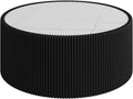 GDFStudio Modern Round Coffee Table, Luxury Sintered Stone Top Circle Coffee Table with PU Leather Drum Base, Creative Shape Small Tables for Living Room Side Tables, Fully Assembled, Black-Large