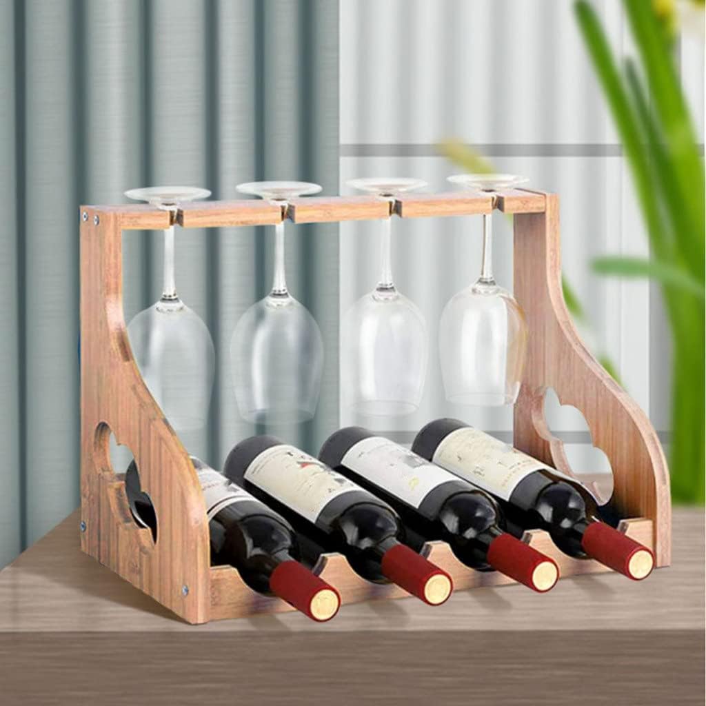 Wooden Wine Glass Rack Free Standing Countertop Cabinet Holder Storage Shelf Kitchen Bar (As Show Fits All)