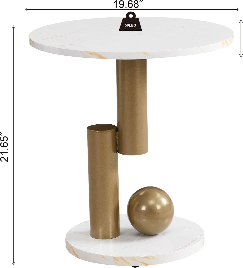 Modern 47.2' Nesting Coffee Table Set of 2, Oval and Round Centre Table Set for Living Room, Faux Marble Coffee Table and Round End Table, Luxury Living Room Accent for Apartment
