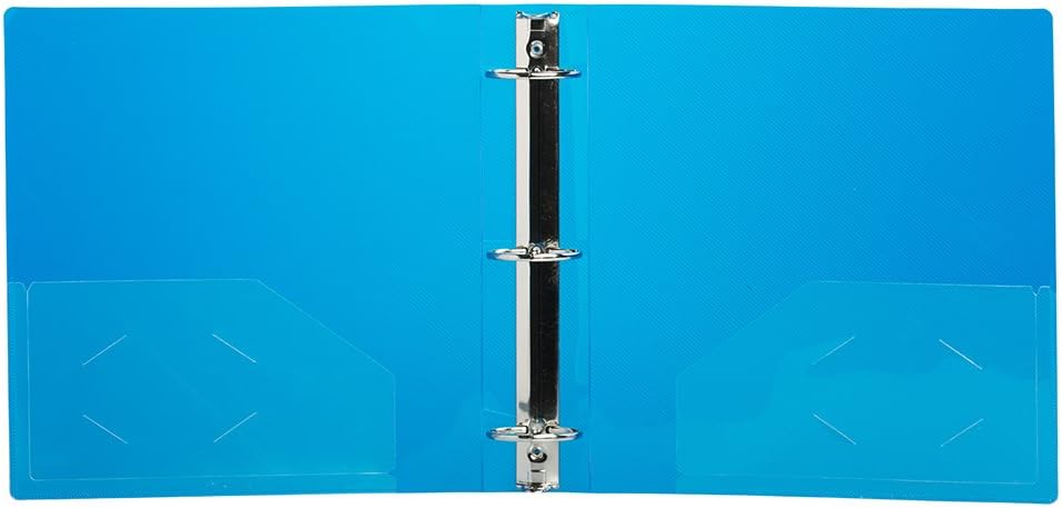 JAM PAPER Plastic 2 inch Binder - Blue 3 Ring Binder - Bulk 12/Pack