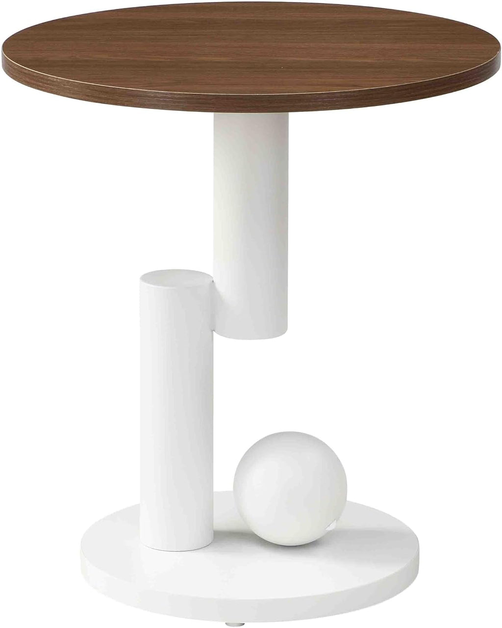 Modern Nesting Coffee Table Set of 2, 2-Piece Oval Decorative Living Room Table Set with Brown Wooden Top and White Metal Base and 1 Drawer, Oval Coffee Table and Round End Table Set