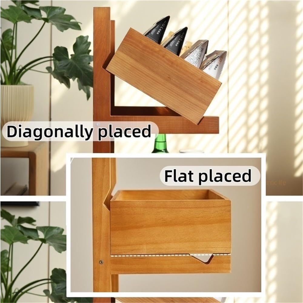 Wood Fruit Basket for Kitchen, Vegetable Bread Basket, Pantry Shelves, Can Organizer Rack, Wooden Storage Rack for Living Room(Beige,Large)