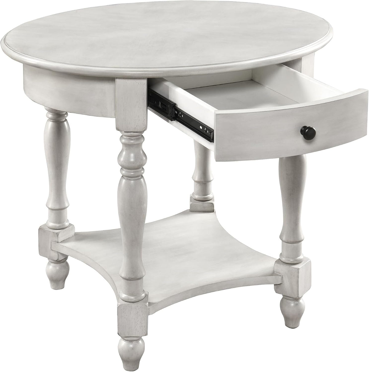 Oval End Table with Drawer, Solid Wood Sofa Side Storage Shelf, Traditional Living Room Corner Table, Nightstand, Easy Assembly 28INCH x 22INCH 24INCH Antique Walnut CJZ2233RW White