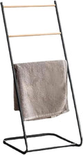 Towel Rack Rail Standing Freestanding Iron 3 Tiers Wooden Bar for Bathroom Ladder
