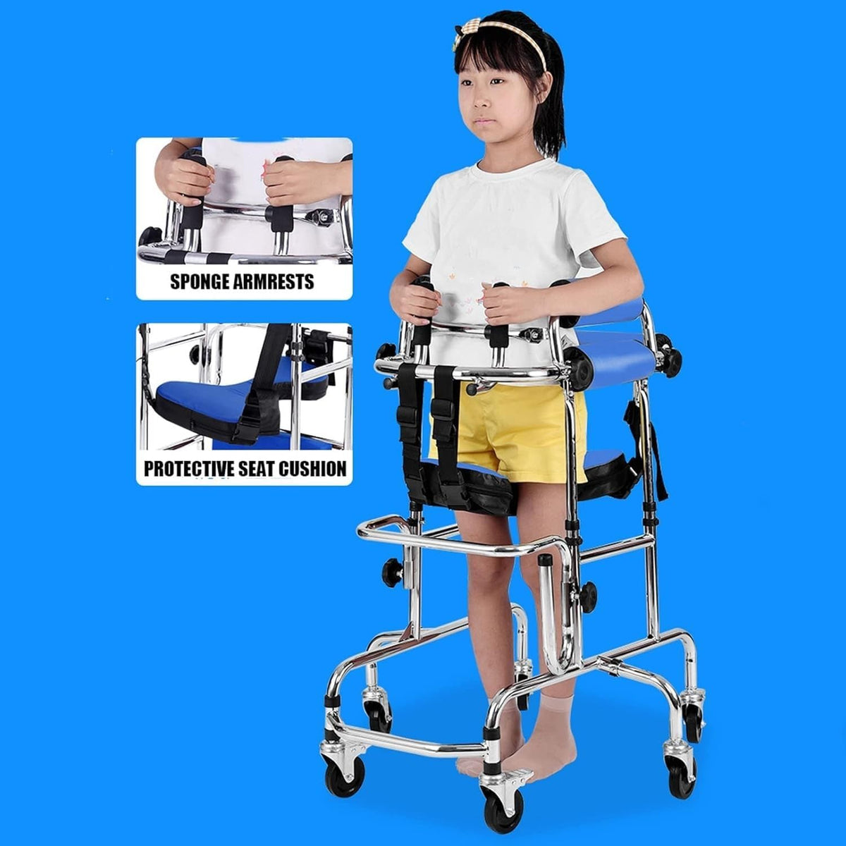Height Adjustable Kids Walker,Walker for Kids Cerebral Palsy Disability for Cerebral Palsy Children Child Rehabilitation Rollator Walker
